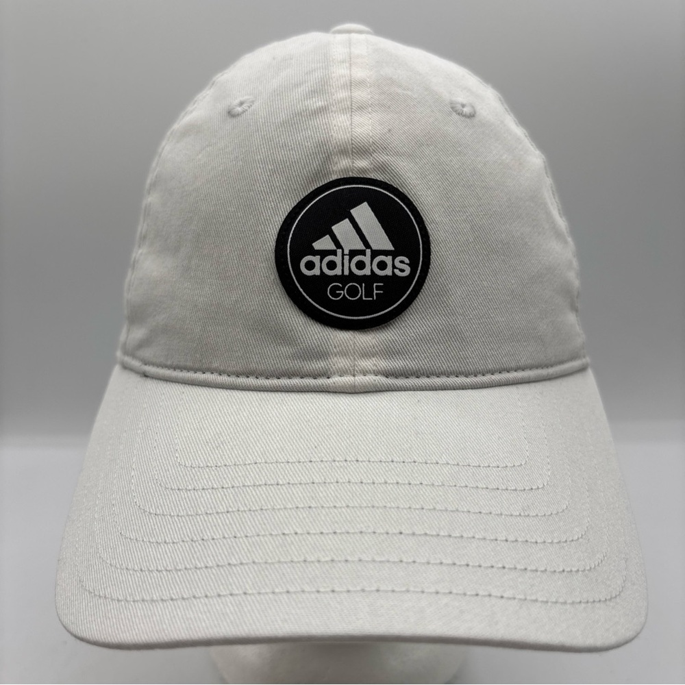Adidas Golf Hat CW0863 Beige Retro Dad Cap Adjustable Cotton Logo Patch OSFM EUC
